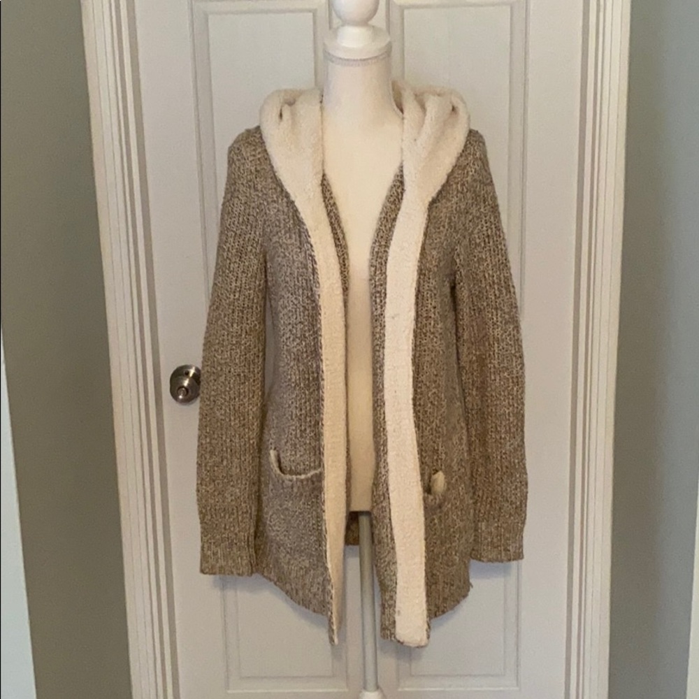Cardigan, faux fur details and hood